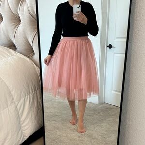 Women’s spring summer Esley Collection Blush Pink Tulle Midi Skirt Sz Medium